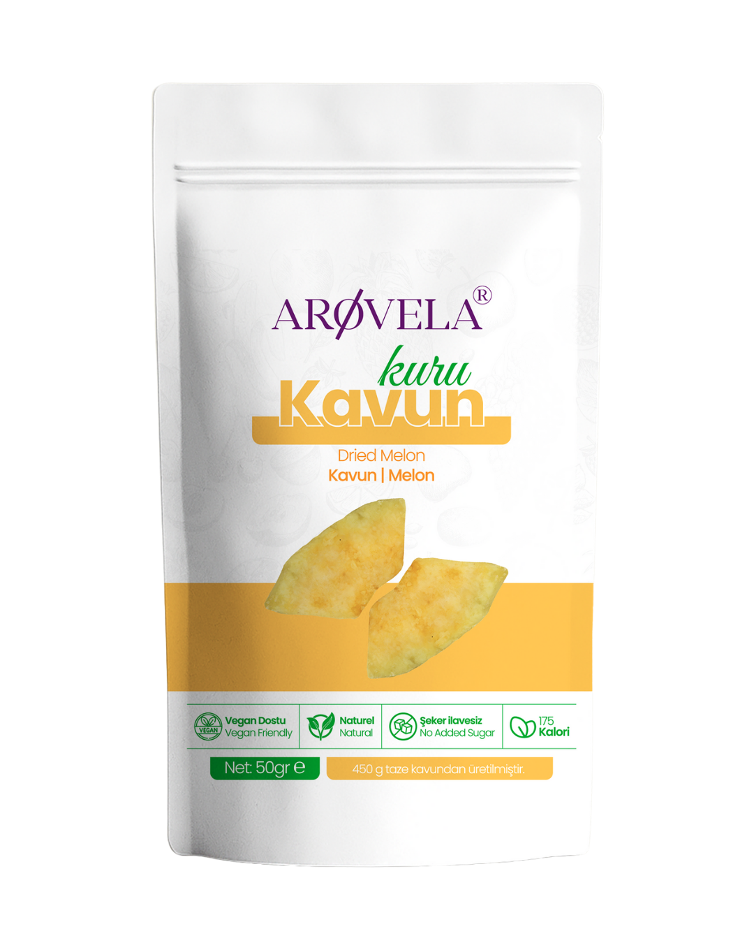 Kurutulmuş Kavun - Arovela doğal atıştırmalık ürünü