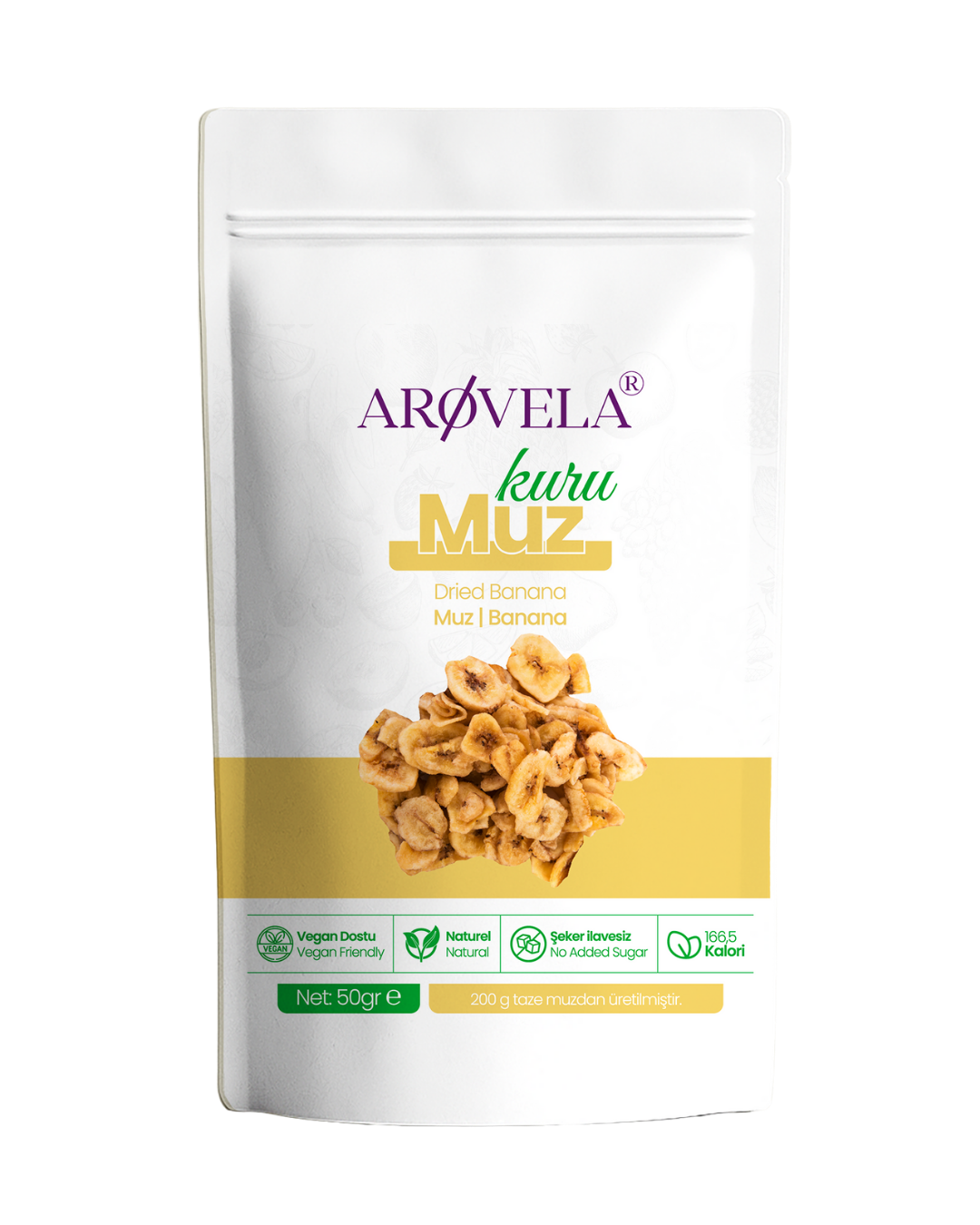 Kurutulmuş Muz - Arovela doğal atıştırmalık ürünü